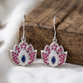 925 Pure Silver Lotus Evil Eye Hook Earrings