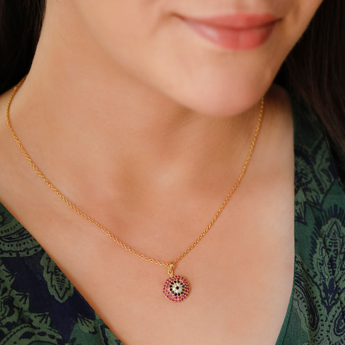 925 Pure Silver Pomegranate Evil Eye Necklace