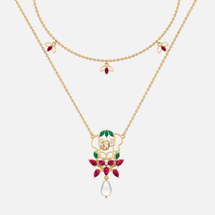 925 Pure Silver Red Leaf Bunch Dainty Necklace