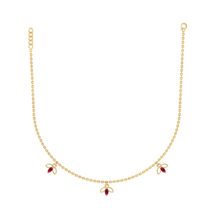 925 Pure Silver Red Leaf Bunch Dainty Necklace