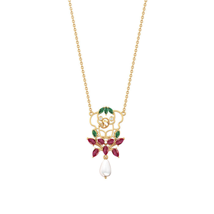 925 Pure Silver Red Leaf Bunch Dainty Necklace