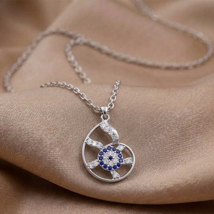 925 Pure Silver Shell Evil Eye Necklace