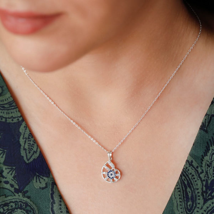 925 Pure Silver Shell Evil Eye Necklace
