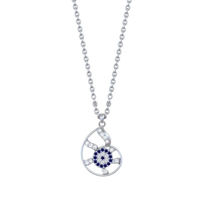 925 Pure Silver Shell Evil Eye Necklace