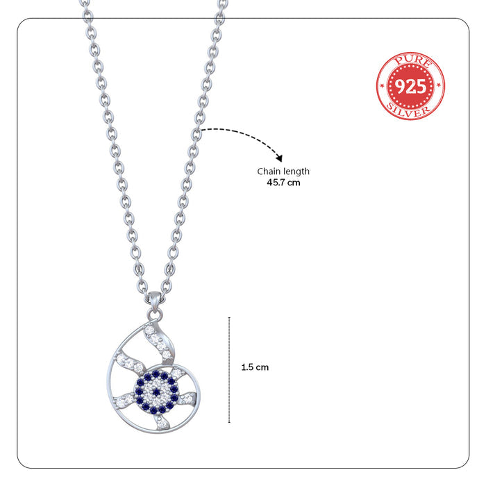 925 Pure Silver Shell Evil Eye Necklace