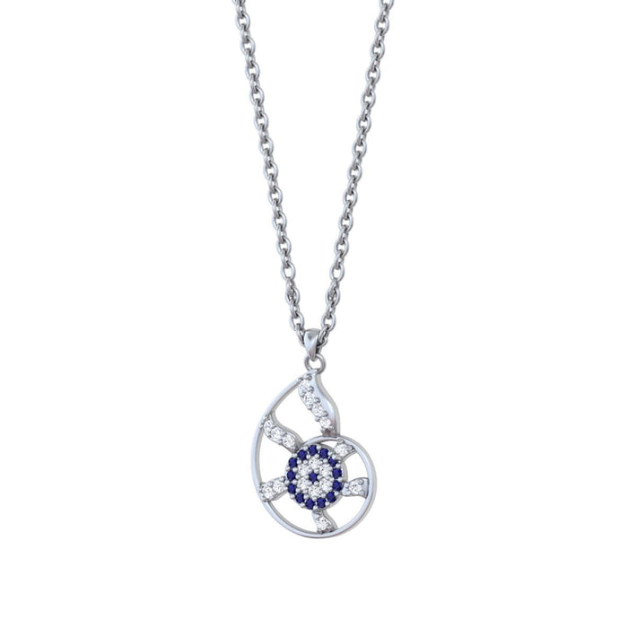 925 Pure Silver Shell Evil Eye Necklace