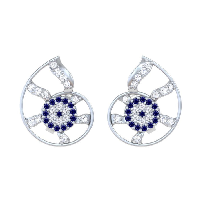 925 Pure Silver Shell Evil Eye Stud Earrings