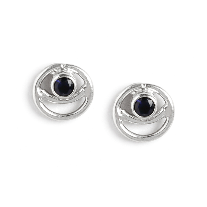 92.5 Silver Blue Spiral Stud Earrings