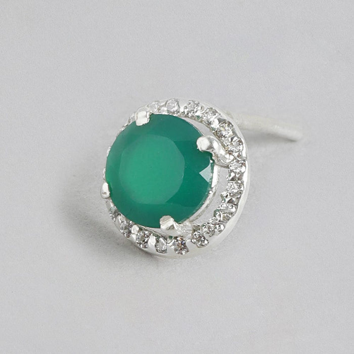 92.5 Silver Green Onyx stud Earrings