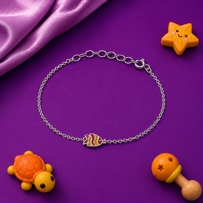 925 Silver Kids Fish Enamel Bracelet