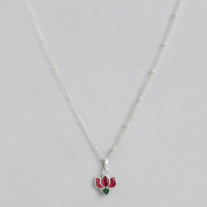92.5 Silver Kundan Lotus Necklace