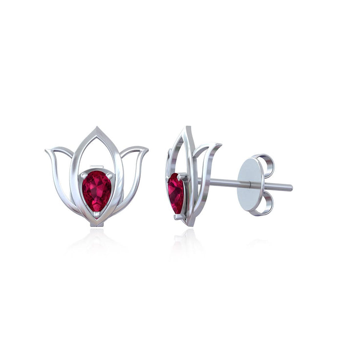 92.5 Silver Lotus Frame earring