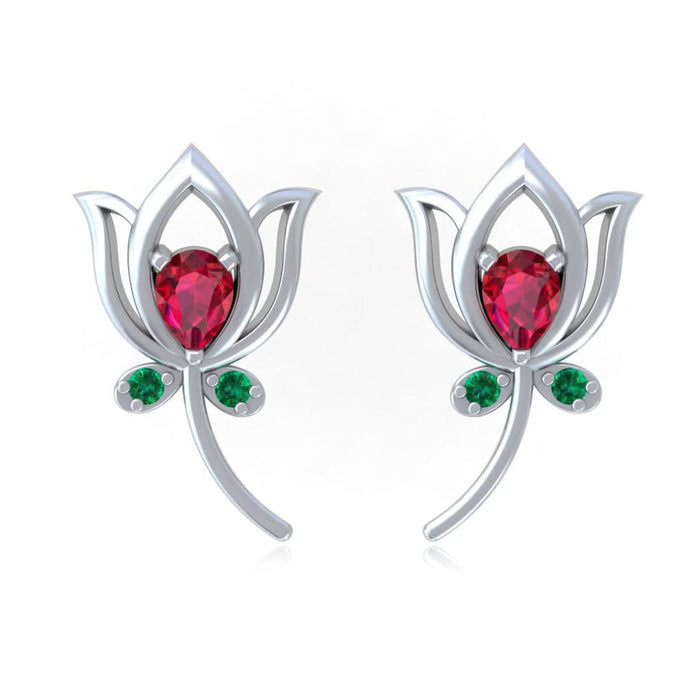 92.5 Silver Lotus Leaf Studs