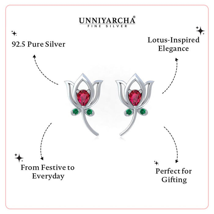 92.5 Silver Lotus Leaf Studs