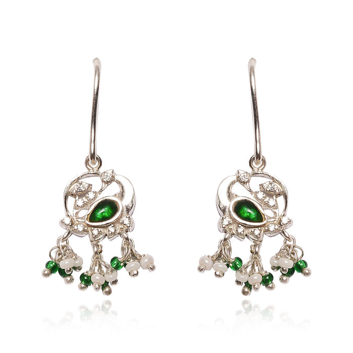 92.5 Silver Oxidised Swan Dangling Earring