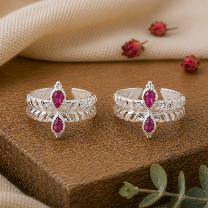 92.5 Silver Pink Toe Ring