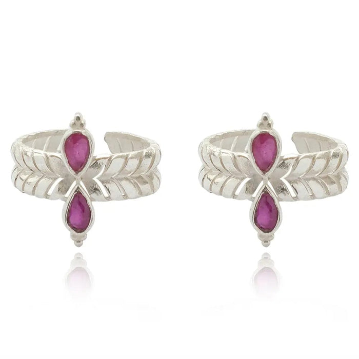 92.5 Silver Pink Toe Ring