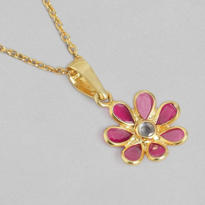 92.5 Silver Red Hydro Flower Necklace
