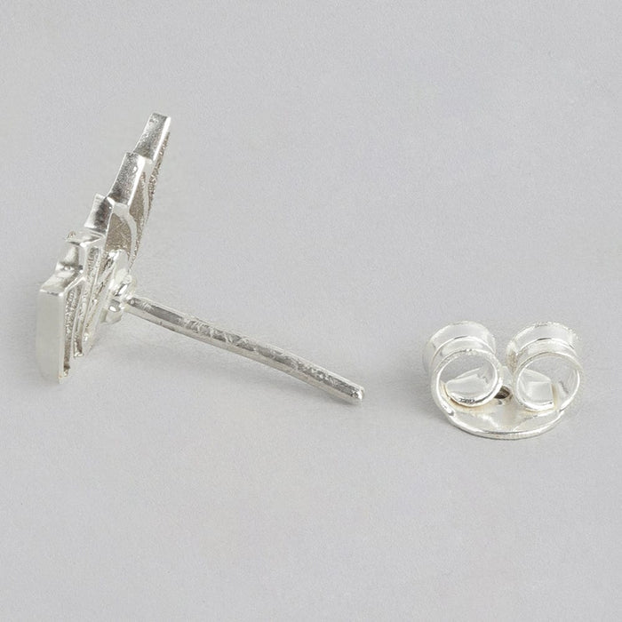 92.5 Silver Red Kundan Sacred Lotus Stud Earrings