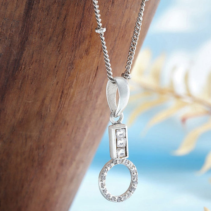 92.5 Silver Round Zircon Necklace