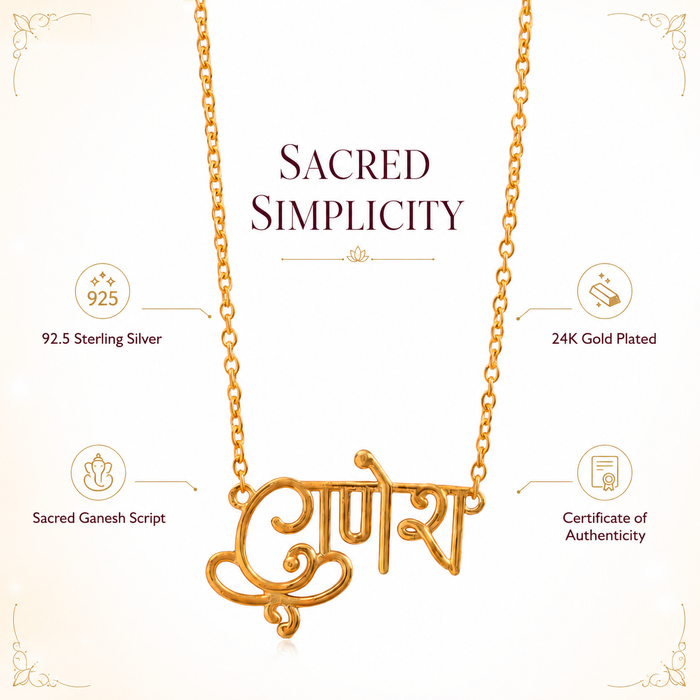 925 Silver Shri Ganesh Devnagari Gold-Plated Necklace