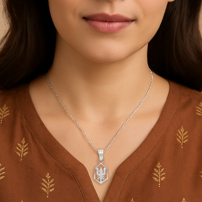 92.5 Silver Trishul necklace