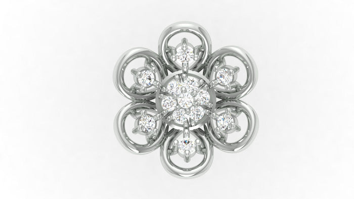 92.5 silver zircon flower earring