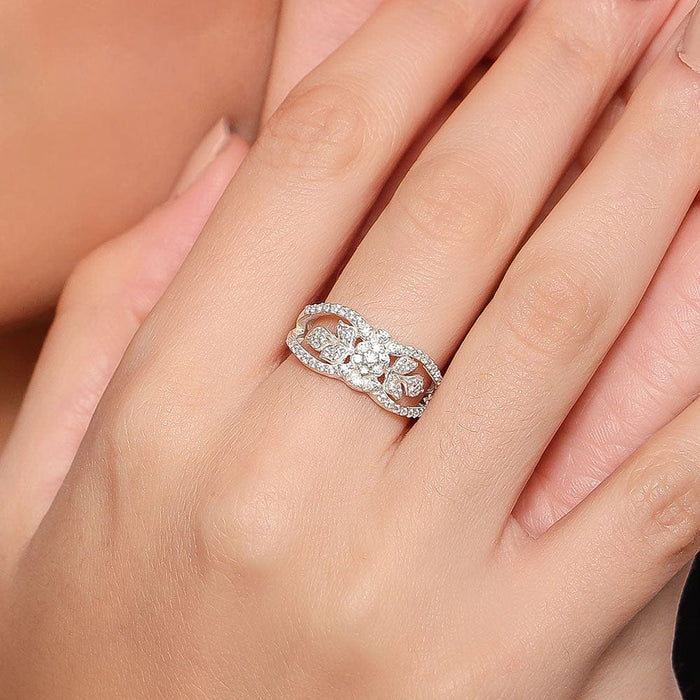 92.5 silver zircon paisley ring