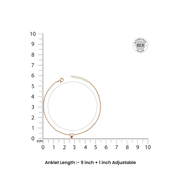 92.5 Sterling Silver 92.5 lotus kundan Anklet