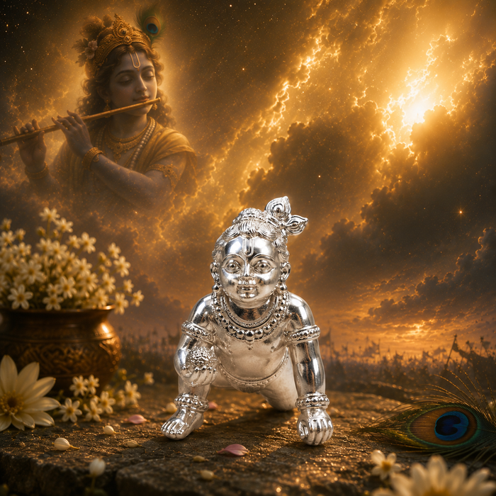 925 Sterling Silver Bal Krishna Idol
