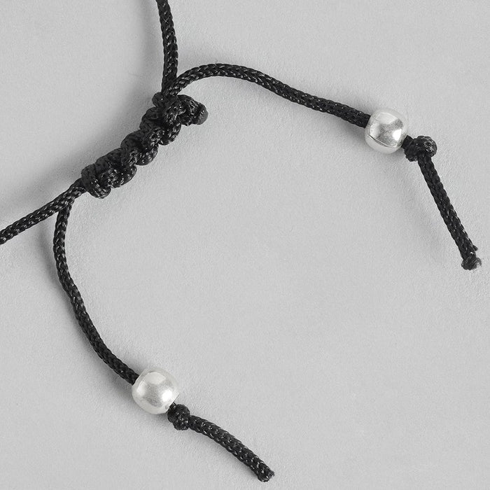 92.5 Sterling Silver Black thread flower Anklet