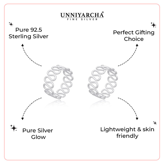 92.5 Sterling Silver Cursive Toe Ring (Pair)