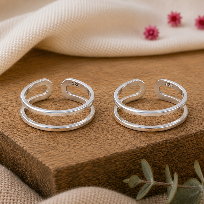 925 Sterling Silver Double Wired Toe Ring (Pair)