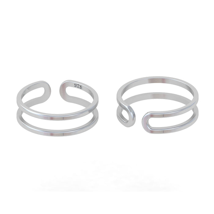 925 Sterling Silver Double Wired Toe Ring (Pair)