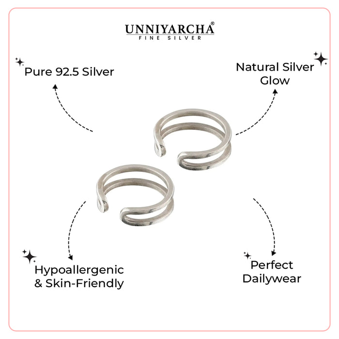 925 Sterling Silver Double Wired Toe Ring (Pair)