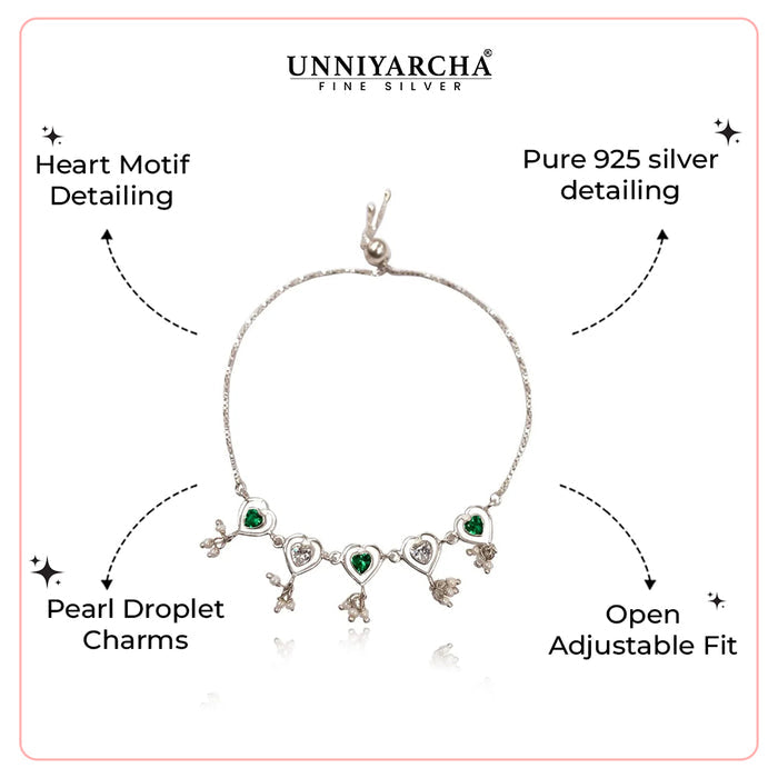 92.5 Sterling Silver everyday heart bracelet