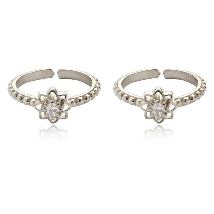 92.5 Sterling Silver Flower Toe Ring