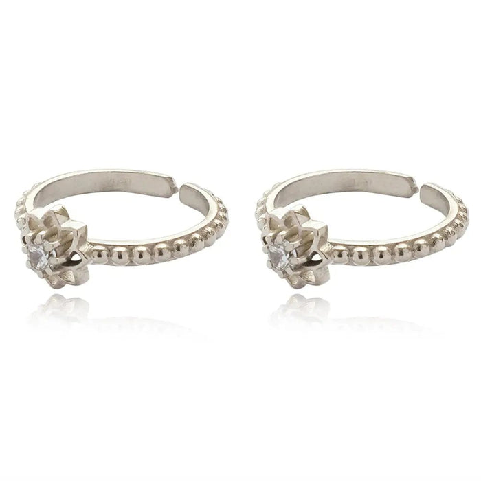 92.5 Sterling Silver Flower Toe Ring