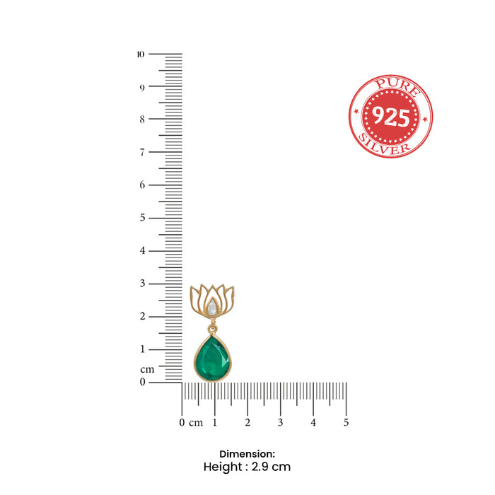 925 Sterling Silver Green Lotus Earring