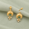 925 Sterling Silver Green Moon Bugadi (Pierced)