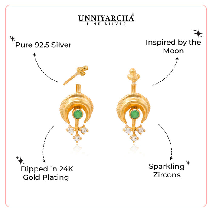 925 Sterling Silver Green Moon Bugadi (Pierced)