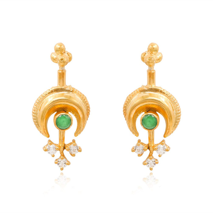 925 Sterling Silver Green Moon Bugadi (Pierced)