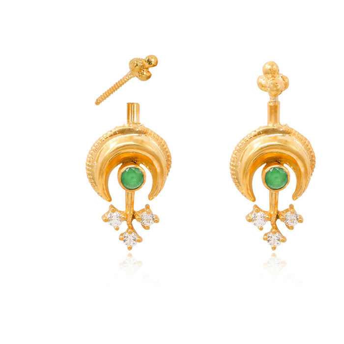 925 Sterling Silver Green Moon Bugadi (Pierced)