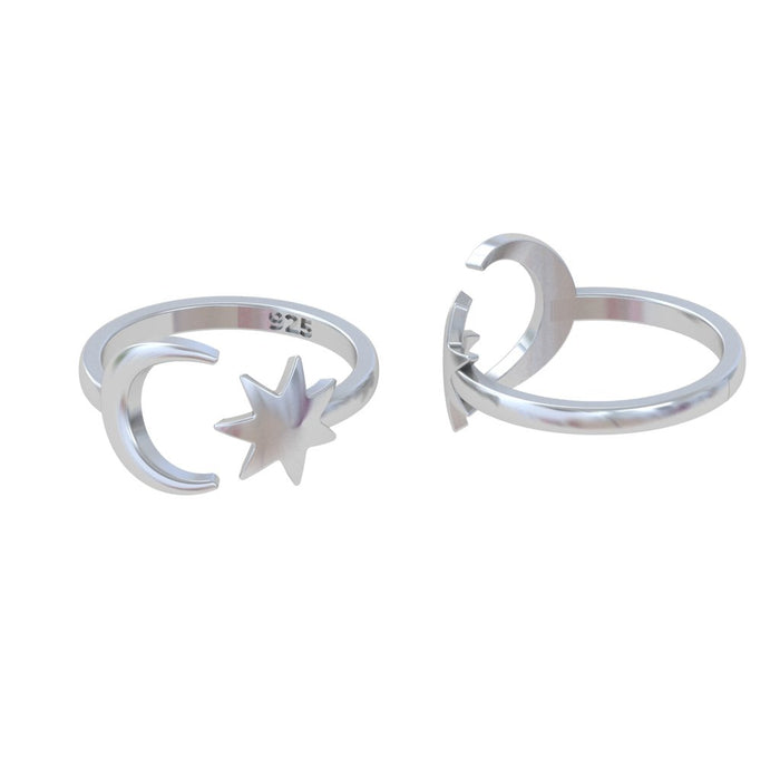 92.5 Sterling Silver Half Moon & Star Combo