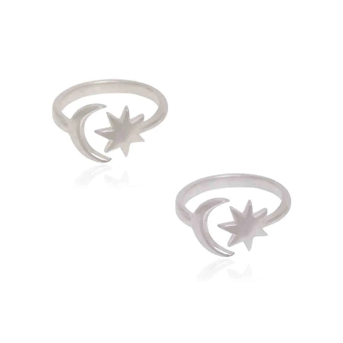 92.5 Sterling Silver Half Moon & Star Combo