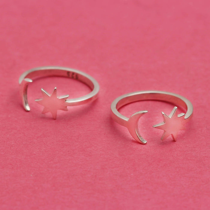92.5 Sterling Silver Half Moon & Star Combo