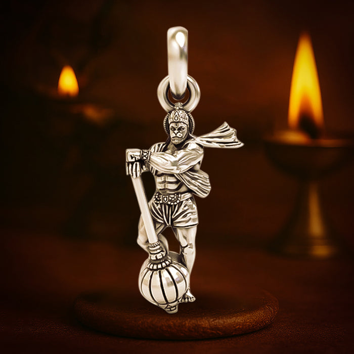 925 sterling silver Hanuman Ji pendant with intricate design and spiritual symbolism