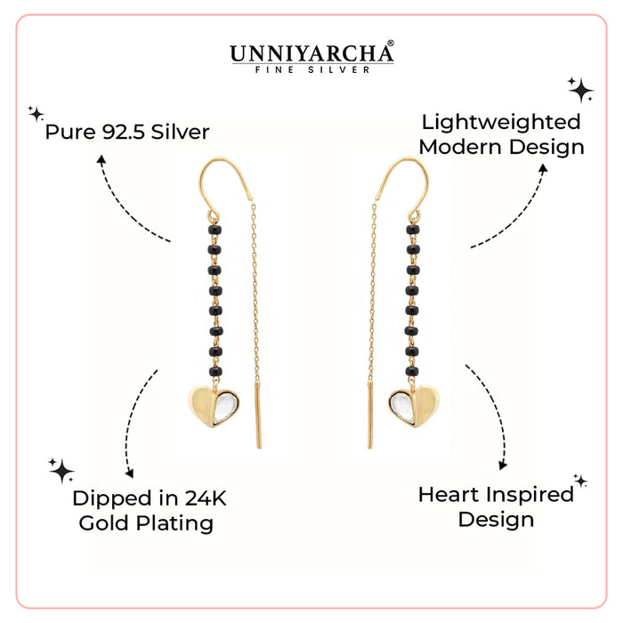 92.5 Sterling Silver Kundan Heart Mangalsutra Earring