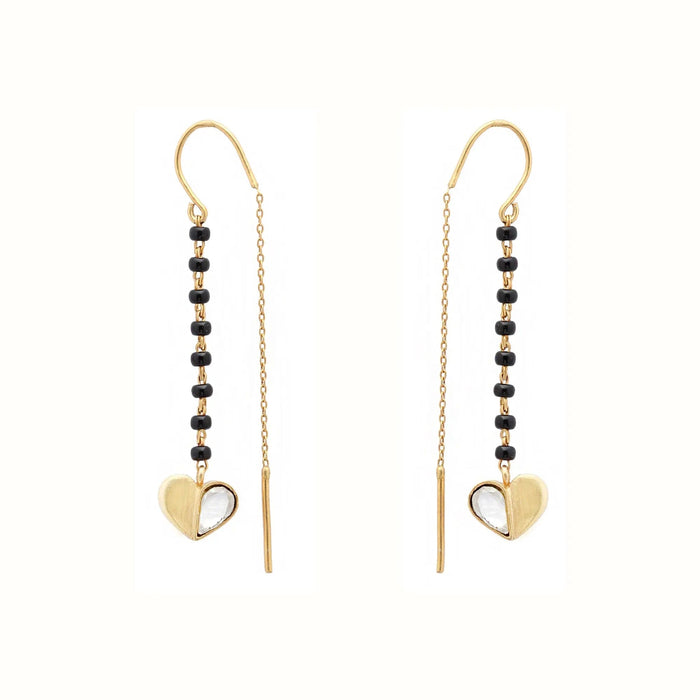 92.5 Sterling Silver Kundan Heart Mangalsutra Earring