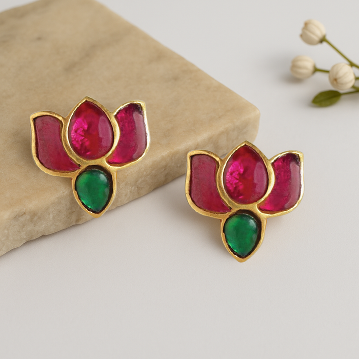 Unniyarcha Silver Lotus Earrings